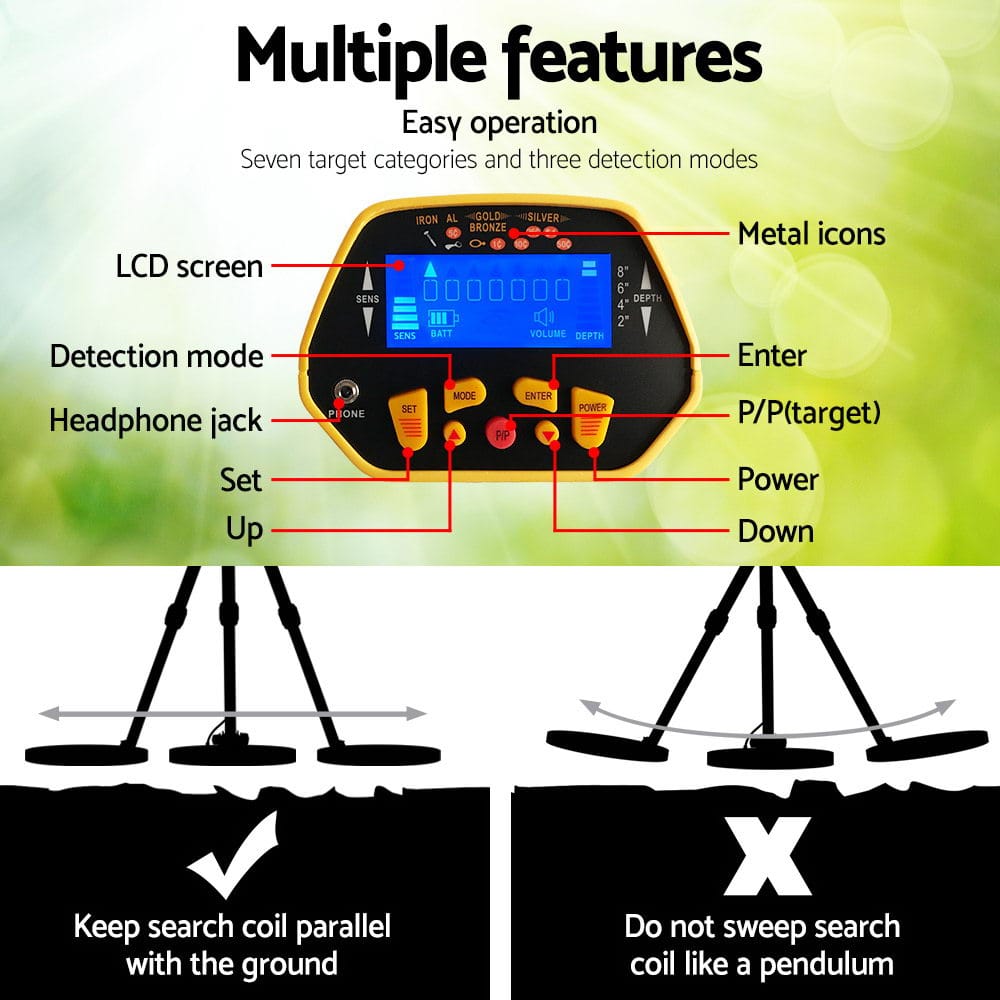 Metal Detector 180MM Deep Sensitive Waterproof Pinpointer Treasure Hunter Yellow - SportZone.co.nz