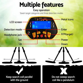 Metal Detector 180MM Deep Sensitive Waterproof Pinpointer Treasure Hunter Yellow - SportZone.co.nz