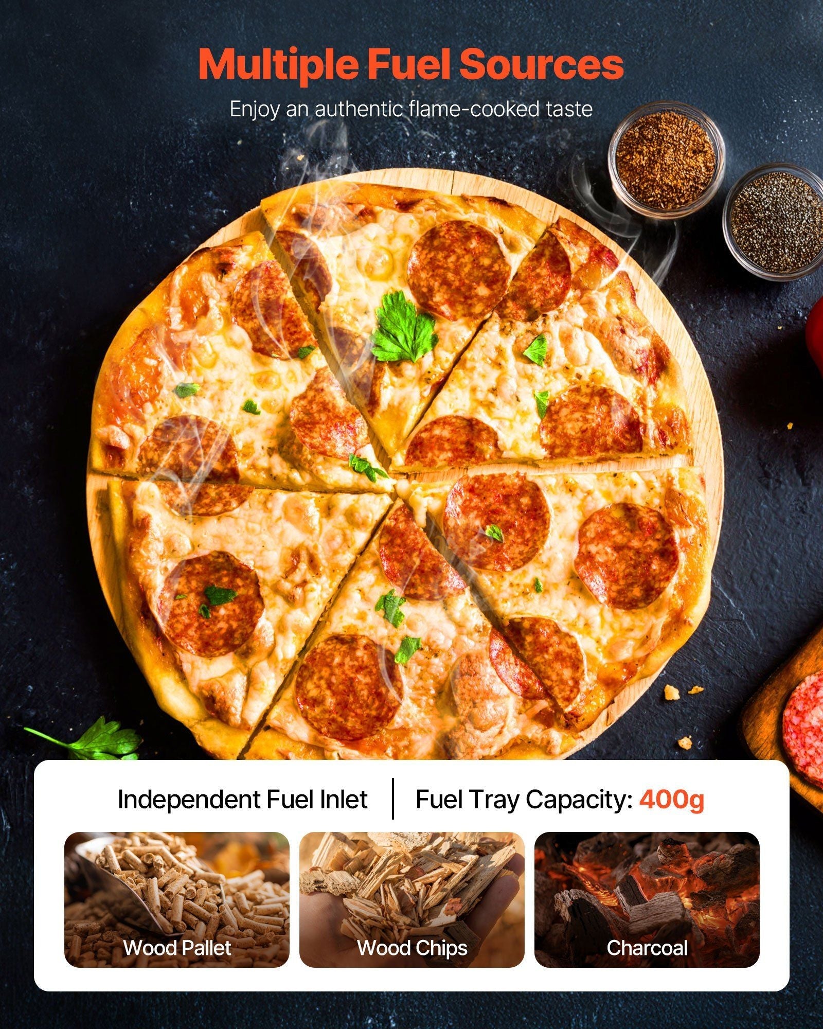 Outdoor Pizza Oven, 12 in Wood Fired Pizza Ovens, Pellet Pizza-Stove with Thermometer & Electric Rotation, Portable Pizza-Maker for Outside Backyard Patio Camping, Pizza-Stone, Carry Bag, Shovel - SportZone.co.nz