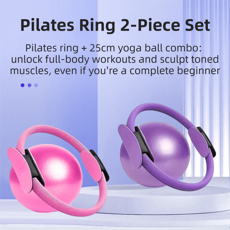 Purple Professional Pilates Ring & Yoga Ball Set - Multipurpose Home Fitness Equipment for Whole - Body Core Training & Pelvic Floor Strengthening - SportZone.co.nz