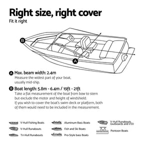 Seamanship Boat Cover 19 - 21ft Trailerable Jumbo Marine Grade Heavy Duty Black - SportZone.co.nz