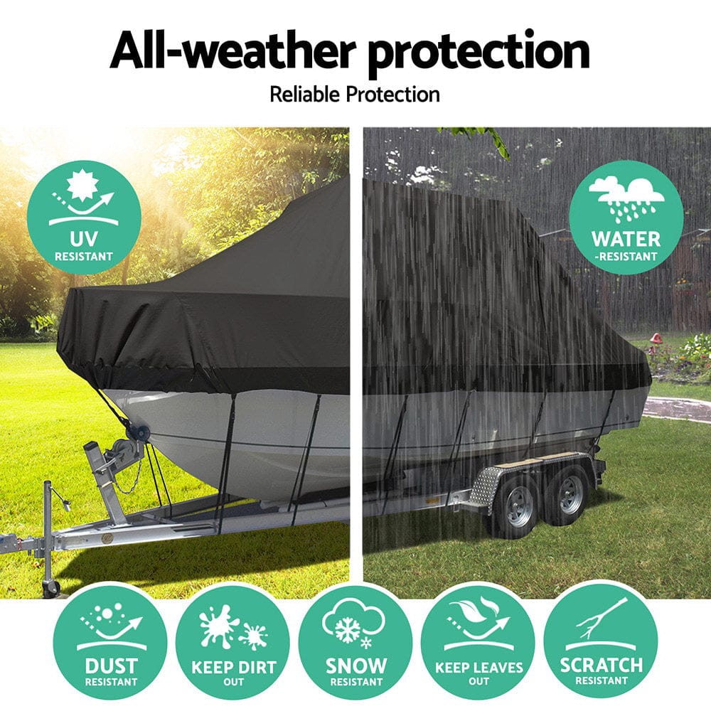 Seamanship Boat Cover 19 - 21ft Trailerable Jumbo Marine Grade Heavy Duty Black - SportZone.co.nz