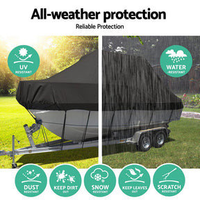 Seamanship Boat Cover 19 - 21ft Trailerable Jumbo Marine Grade Heavy Duty Black - SportZone.co.nz