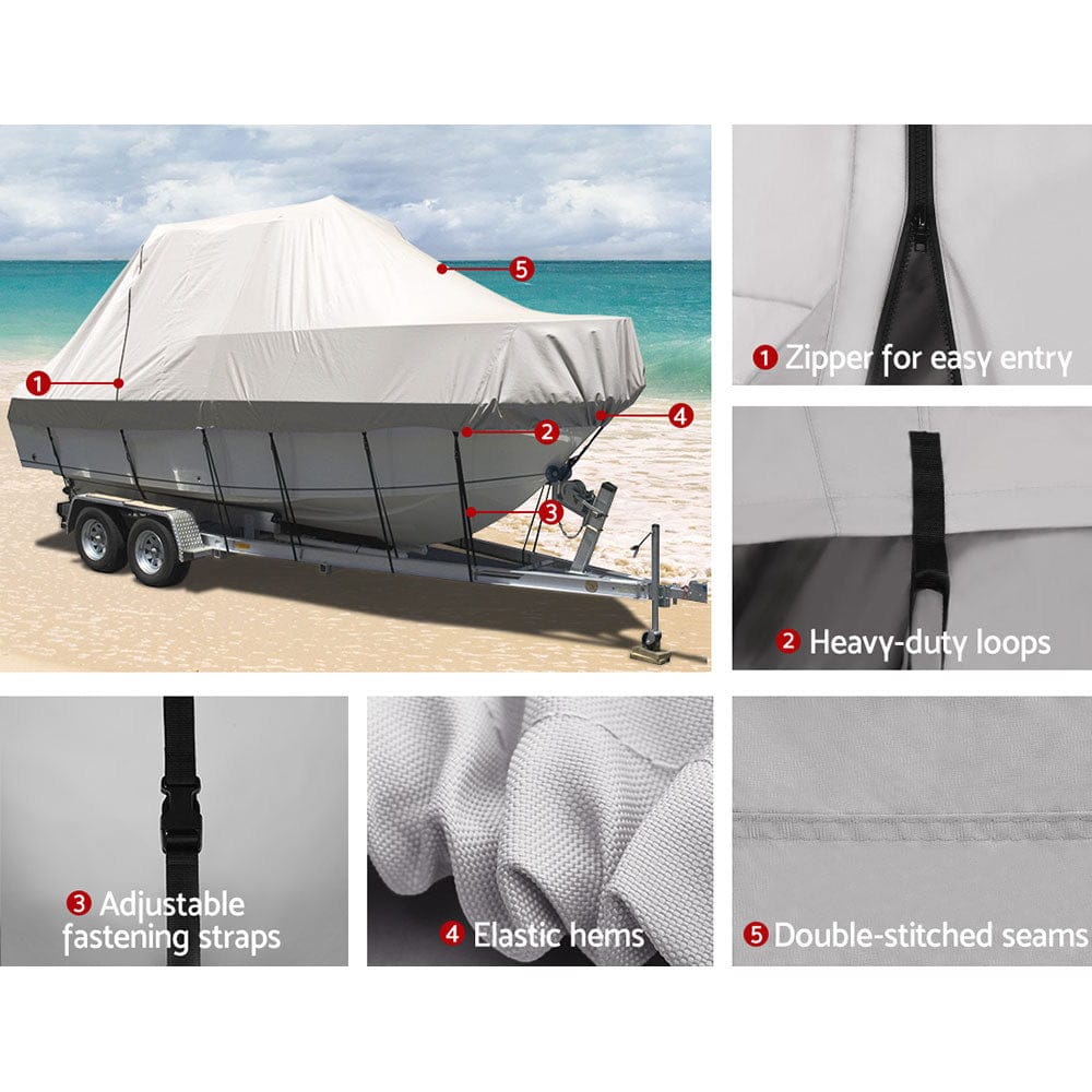 Seamanship Boat Cover 23 - 25ft Trailerable Jumbo Marine 600D Heavy Duty Grey - SportZone.co.nz