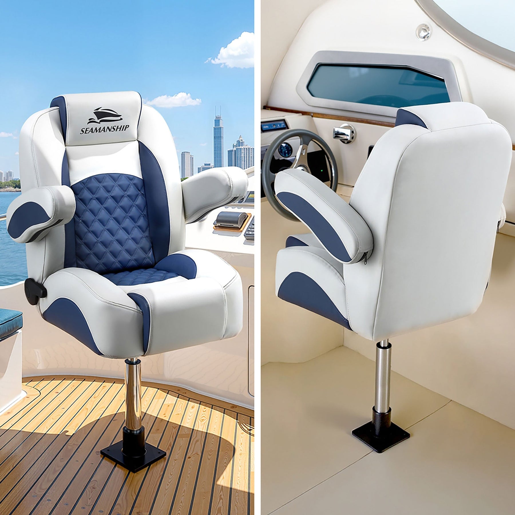 Seamanship Boat Seat Pedestal 55–75cm Adjustable Gas Lift 360 Degrees Swivel 2 Pack - SportZone.co.nz