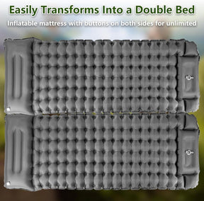 Self - inflating mattress 10cm, dark green, lightweight waterproof tear - resistant for camping beach hiking, with foot pump - SportZone.co.nz