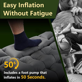 Self - inflating mattress 10cm, waterproof lightweight tear - resistant durable with foot pump for camping beach hiking, dark blue - SportZone.co.nz