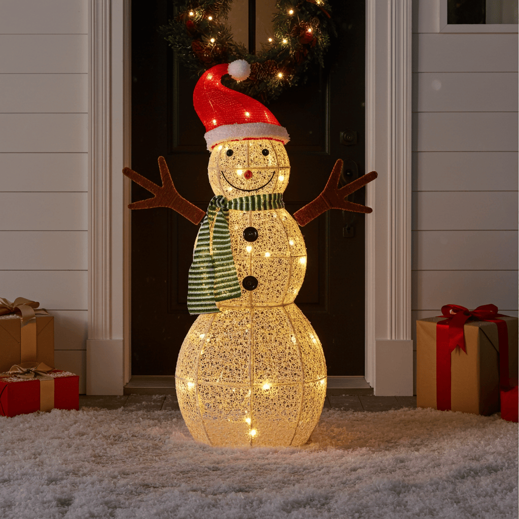 0.97M Christmas Lights Snowman 80 LED Decorations Jingle Jollys