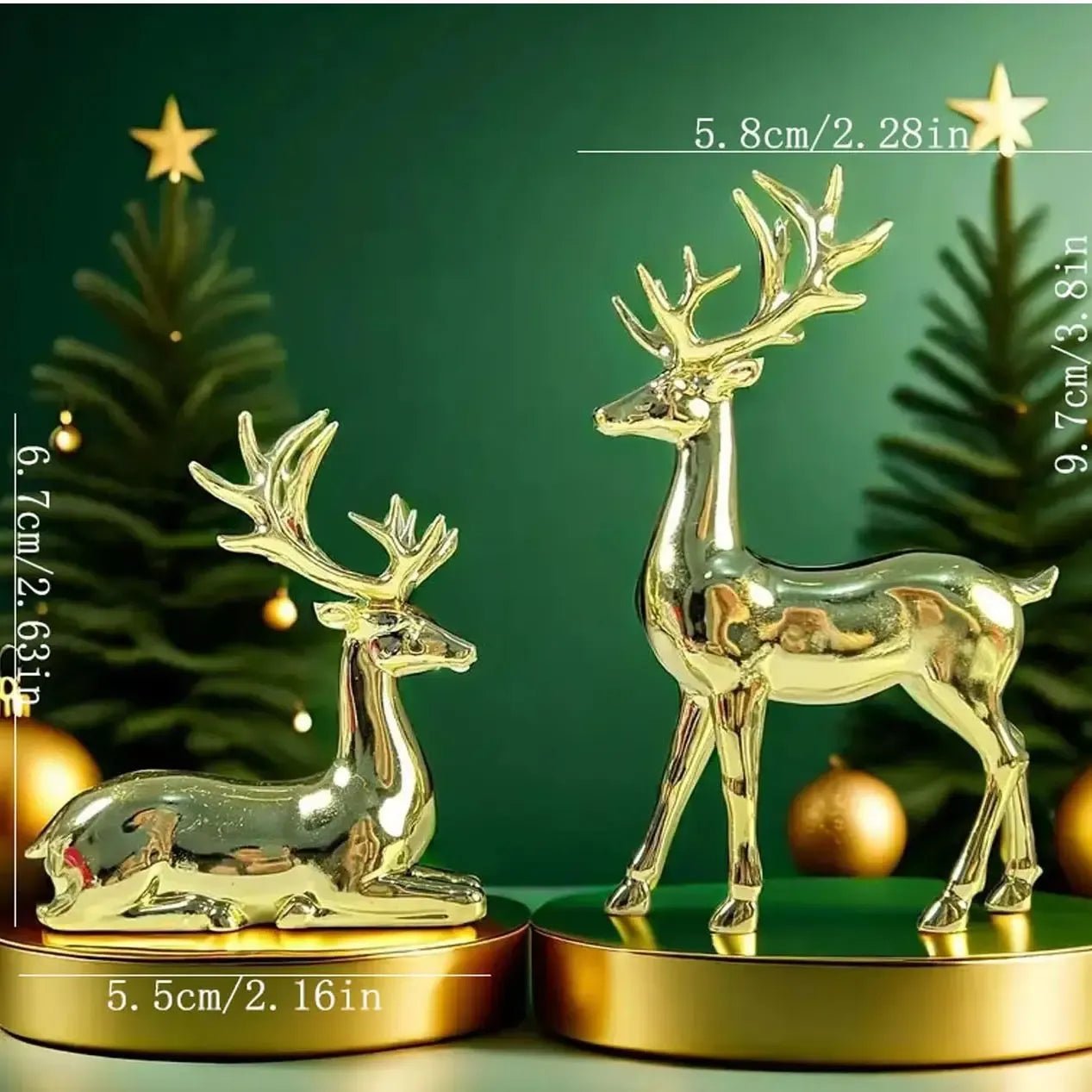 Trendbay Gold Reindeer Christmas Ornament Set of 2 - SportZone.co.nz