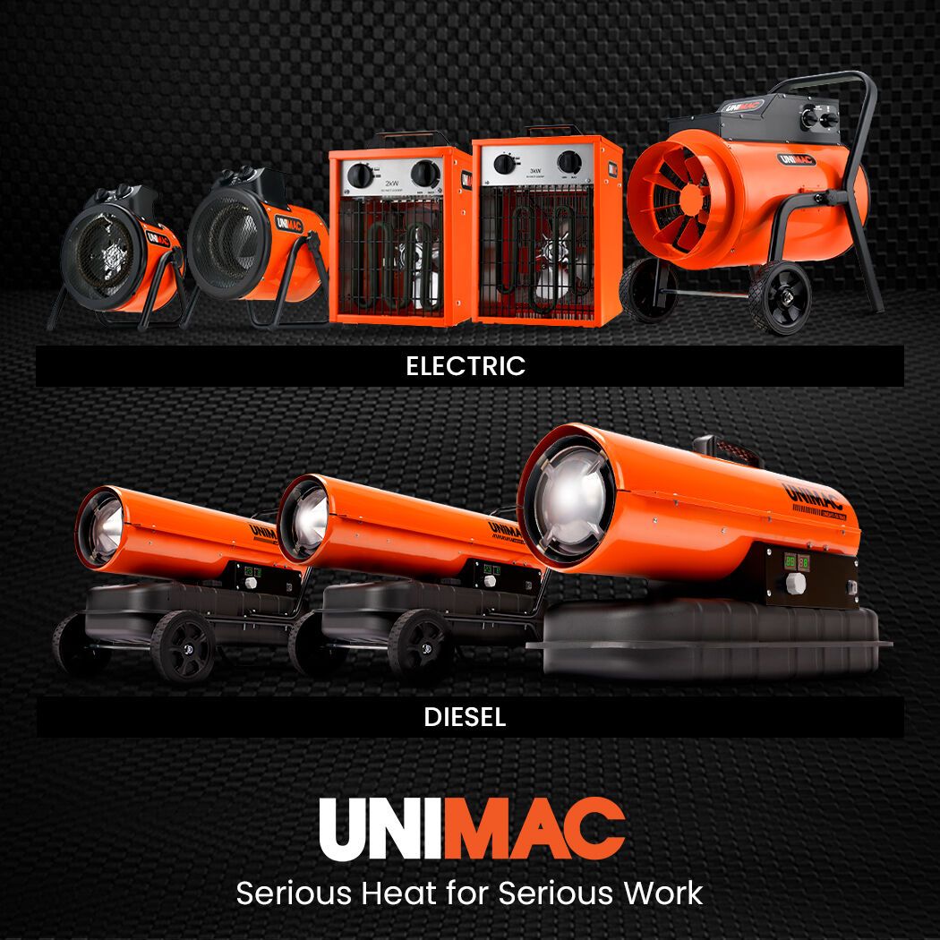 UNIMAC 15kW Industrial Electric Space Heater | 3 Phase Portable Fan Heater - SportZone.co.nz