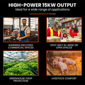 UNIMAC 15kW Industrial Electric Space Heater | 3 Phase Portable Fan Heater - SportZone.co.nz