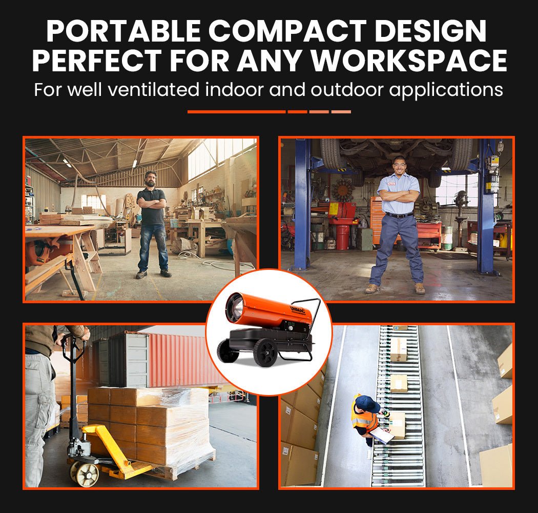 UNIMAC 30kW Portable Industrial Diesel Space Heater | Commercial Forced Air Heater - SportZone.co.nz