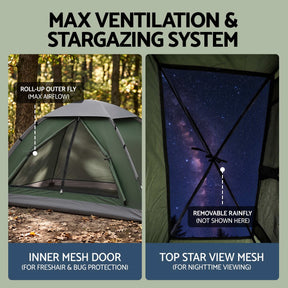 Weisshorn 1 Person Camping Tent Waterproof Hiking Vestibule Porch - SportZone.co.nz
