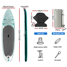 Weisshorn 10.6ft Inflatable Stand Up Paddle Board – Green - SportZone.co.nz