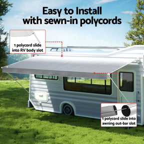 Weisshorn 12ft Caravan Awning Fabric & Privacy Screen RV Roll Out Sun Shade 3.4M - SportZone.co.nz
