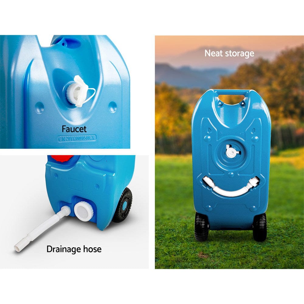 Weisshorn 40L Portable Wheel Water Tank Camping Caravan Storage Blue - SportZone.co.nz