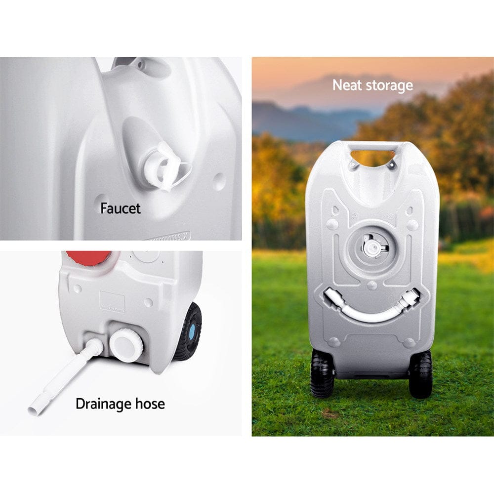 Weisshorn 40L Portable Wheel Water Tank Camping Caravan Storage Grey - SportZone.co.nz