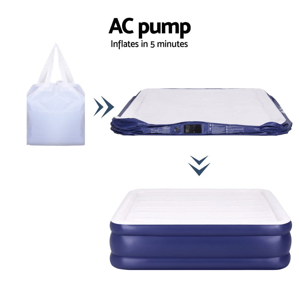 Weisshorn Air Mattress King Inflatable Bed Air bed 51cm - SportZone.co.nz