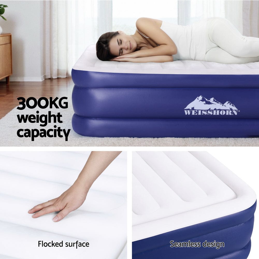 Weisshorn Air Mattress Queen Inflatable Bed Air bed 51cm - SportZone.co.nz