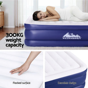 Weisshorn Air Mattress Queen Inflatable Bed Air bed 51cm - SportZone.co.nz