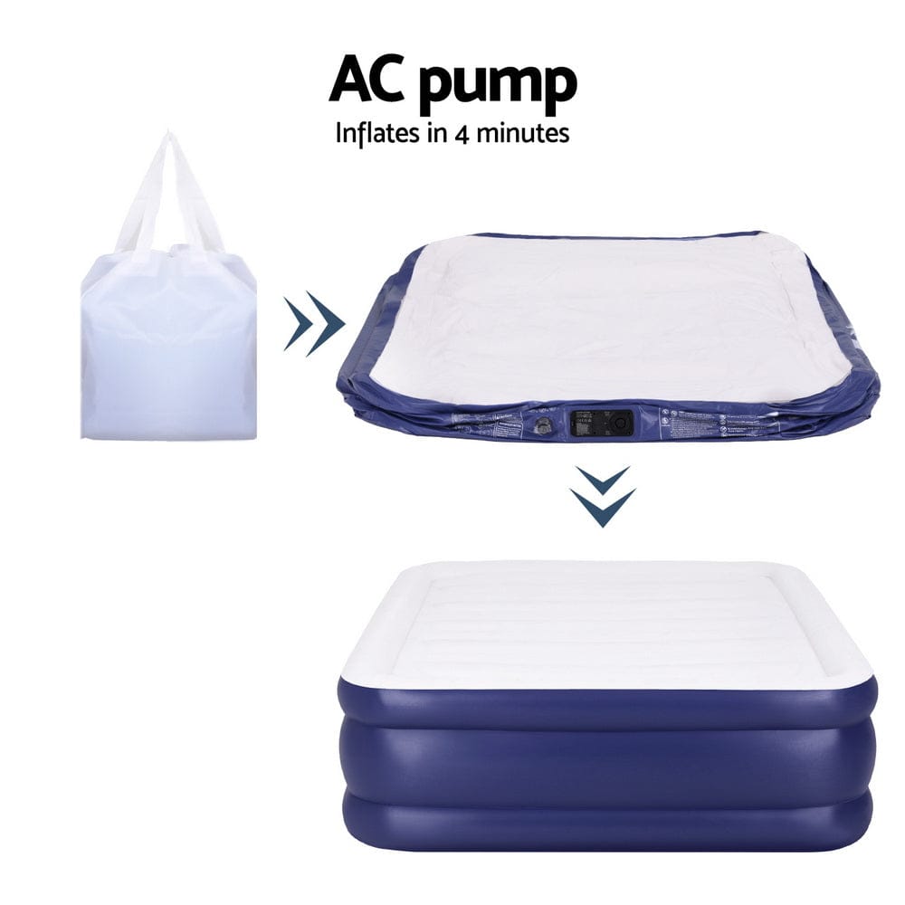 Weisshorn Air Mattress Queen Inflatable Bed Air bed 51cm - SportZone.co.nz