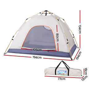 Weisshorn Camping Tent Instant Tent Pop up 2 Person Outdoor Hiking Tents Hiking Beige - SportZone.co.nz