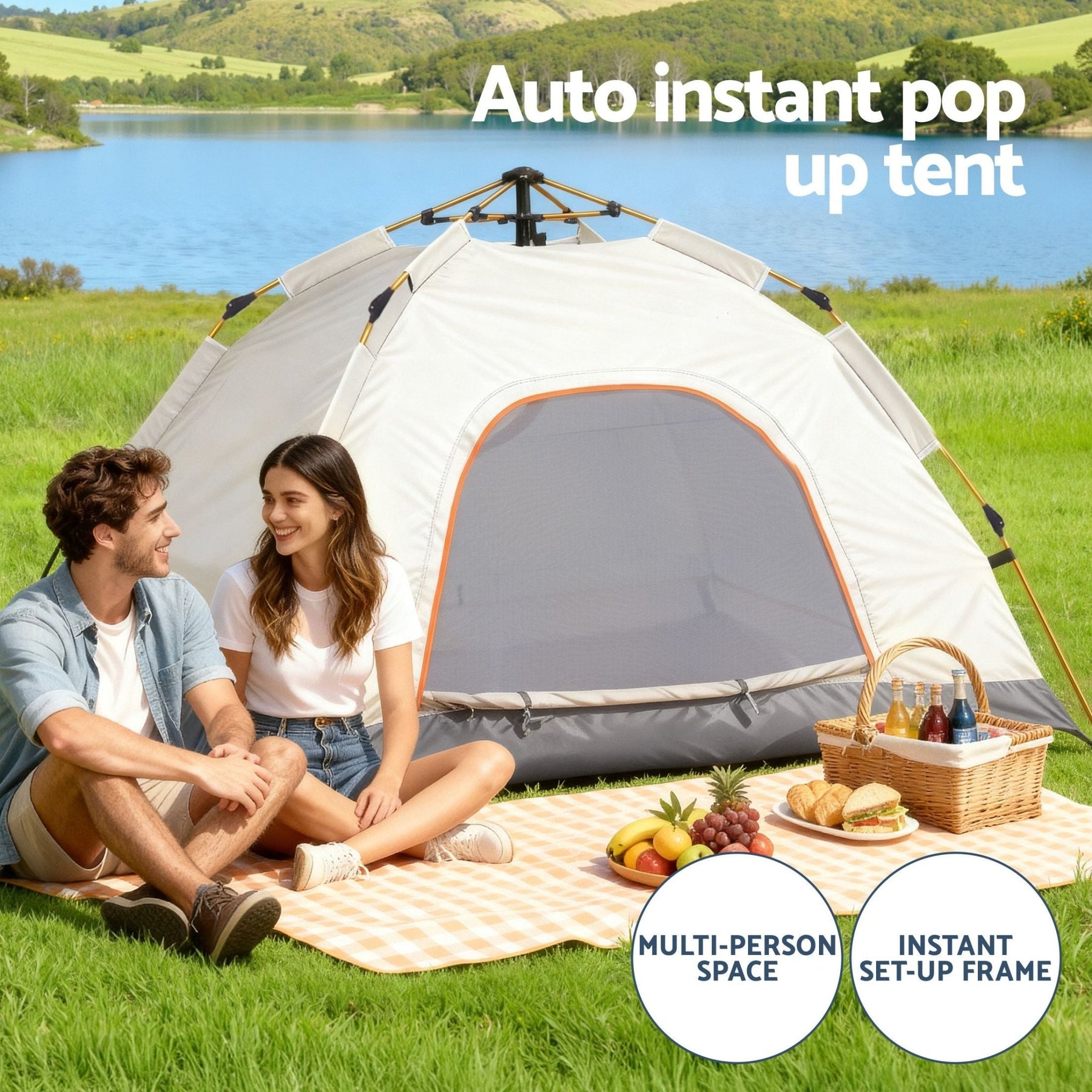 Weisshorn Camping Tent Instant Tent Pop up 2 Person Outdoor Hiking Tents Hiking Beige - SportZone.co.nz