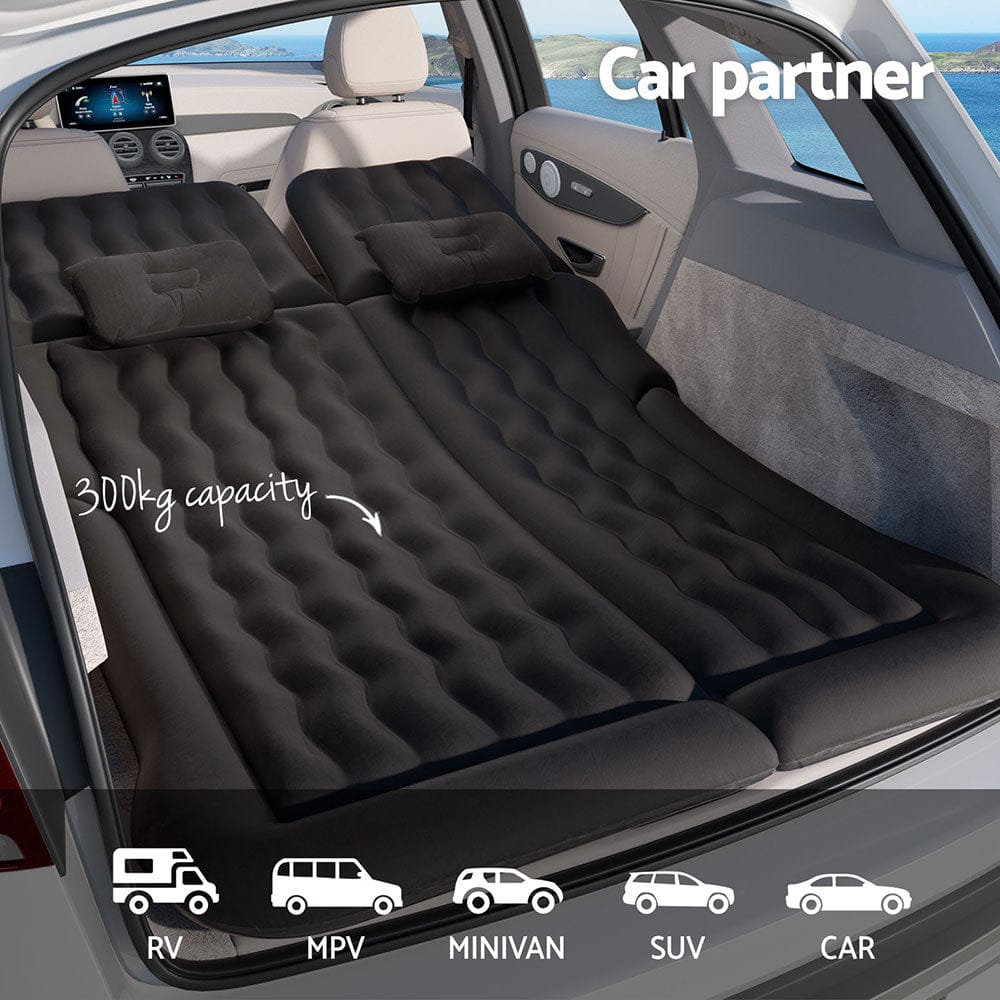 Weisshorn Car Mattress 175x130 Inflatable SUV Back Seat Camping Bed Black - SportZone.co.nz