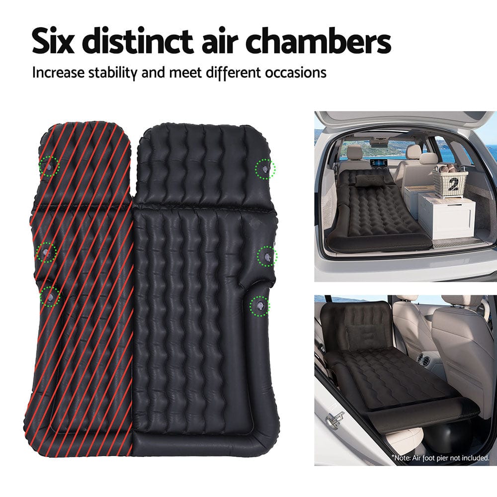 Weisshorn Car Mattress 175x130 Inflatable SUV Back Seat Camping Bed Black - SportZone.co.nz