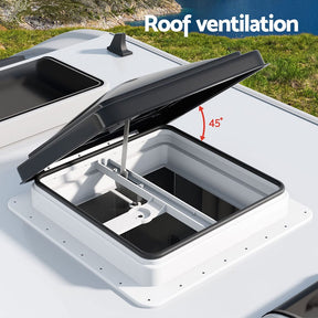 Weisshorn Caravan Roof Vent Hatch RV Skylight Motorhome Camper 350x350mm Black - SportZone.co.nz