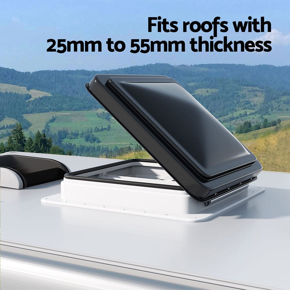 Weisshorn Caravan Roof Vent Hatch RV Skylight Motorhome Camper 350x350mm Black - SportZone.co.nz