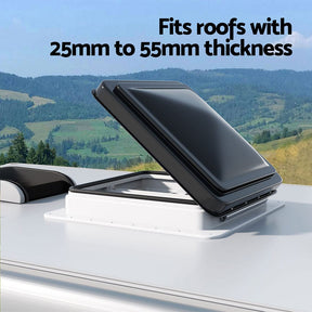 Weisshorn Caravan Roof Vent Hatch RV Skylight Motorhome Camper 350x350mm Black - SportZone.co.nz