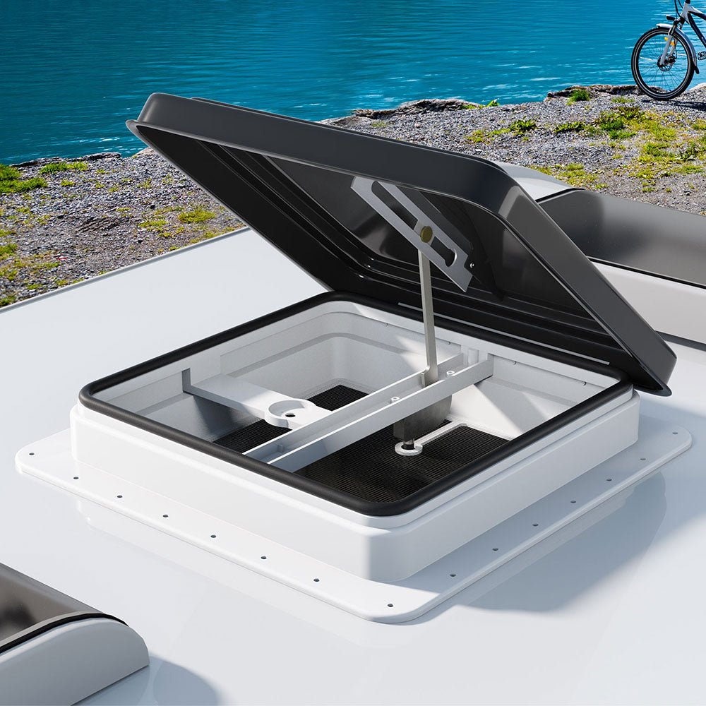 Weisshorn Caravan Roof Vent Hatch RV Skylight Motorhome Camper 350x350mm Black - SportZone.co.nz