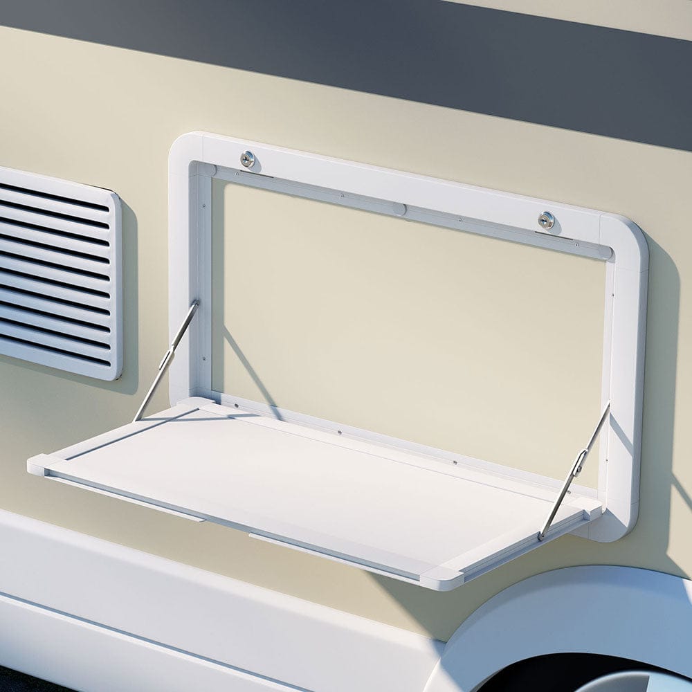 Weisshorn Caravan Table 800 x 450mm Folding Lockable White - SportZone.co.nz