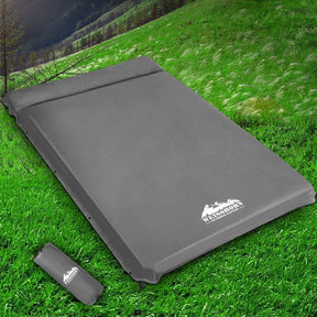 Weisshorn Self Inflating Mattress 10CM Camping Sleeping Mat Air Double Grey - SportZone.co.nz