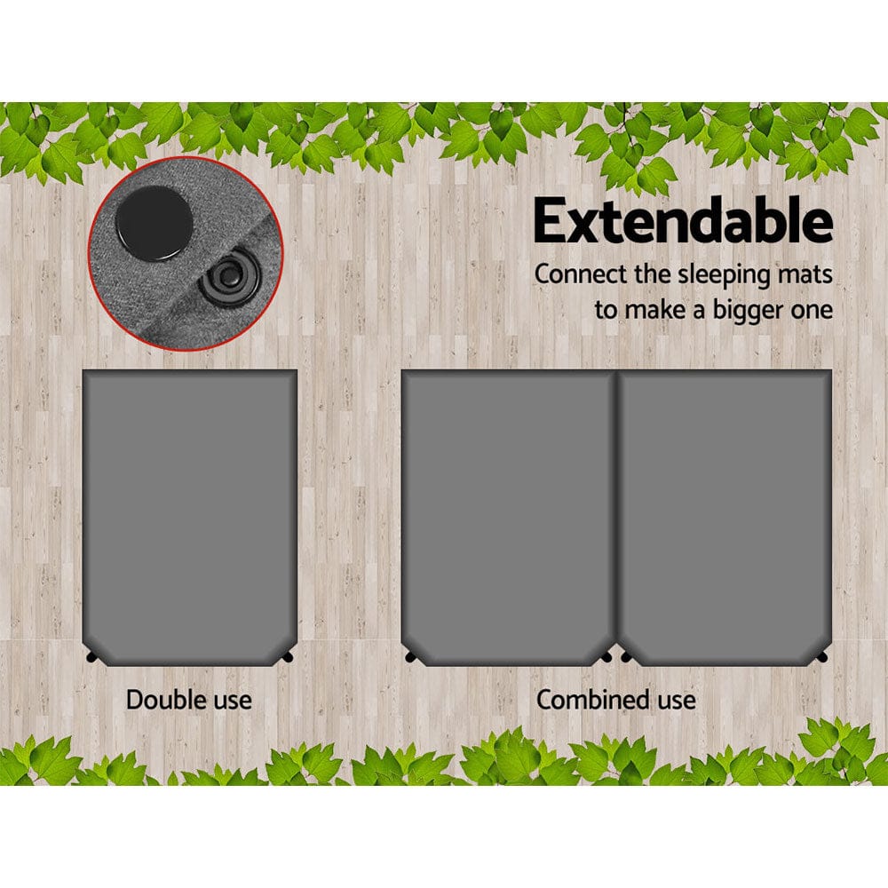 Weisshorn Self Inflating Mattress 10CM Camping Sleeping Mat Air Double Grey - SportZone.co.nz