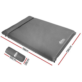 Weisshorn Self Inflating Mattress 10CM Camping Sleeping Mat Air Double Grey - SportZone.co.nz