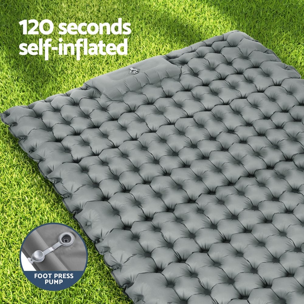 Weisshorn Self Inflating Mattress Camping Sleeping Mat Air Bed Double Pillow Bag - SportZone.co.nz