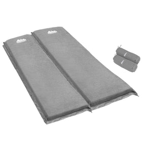 Weisshorn Self Inflating Mattress Camping Sleeping Mat Air Bed Double Set Grey - SportZone.co.nz