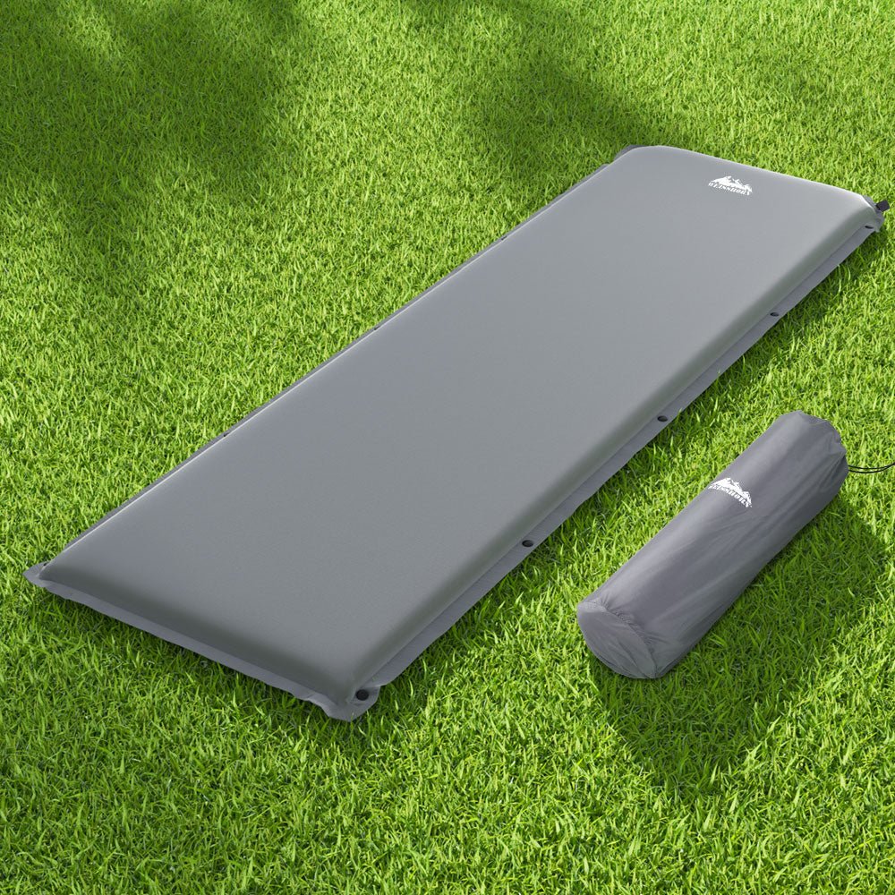 Weisshorn Self Inflating Mattress Camping Sleeping Mat Air Bed Pad Single Grey - SportZone.co.nz