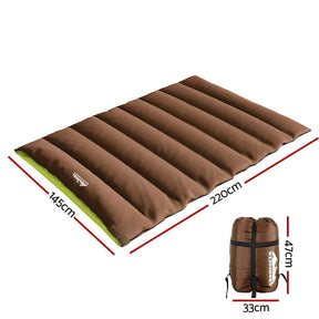 Weisshorn Sleeping Bag Double Bags Thermal Camping Hiking Tent Brown - 5°C - SportZone.co.nz