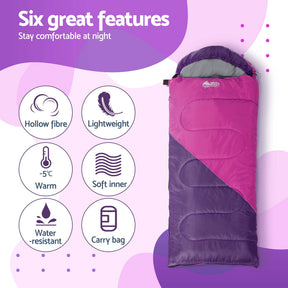 Weisshorn Sleeping Bag Set of 2 Kids Single 172cm Thermal Camping Hiking - SportZone.co.nz