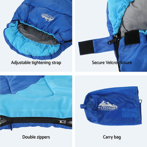 Weisshorn Sleeping Bag Set of 2 Kids Single 172cm Thermal Camping Hiking - SportZone.co.nz