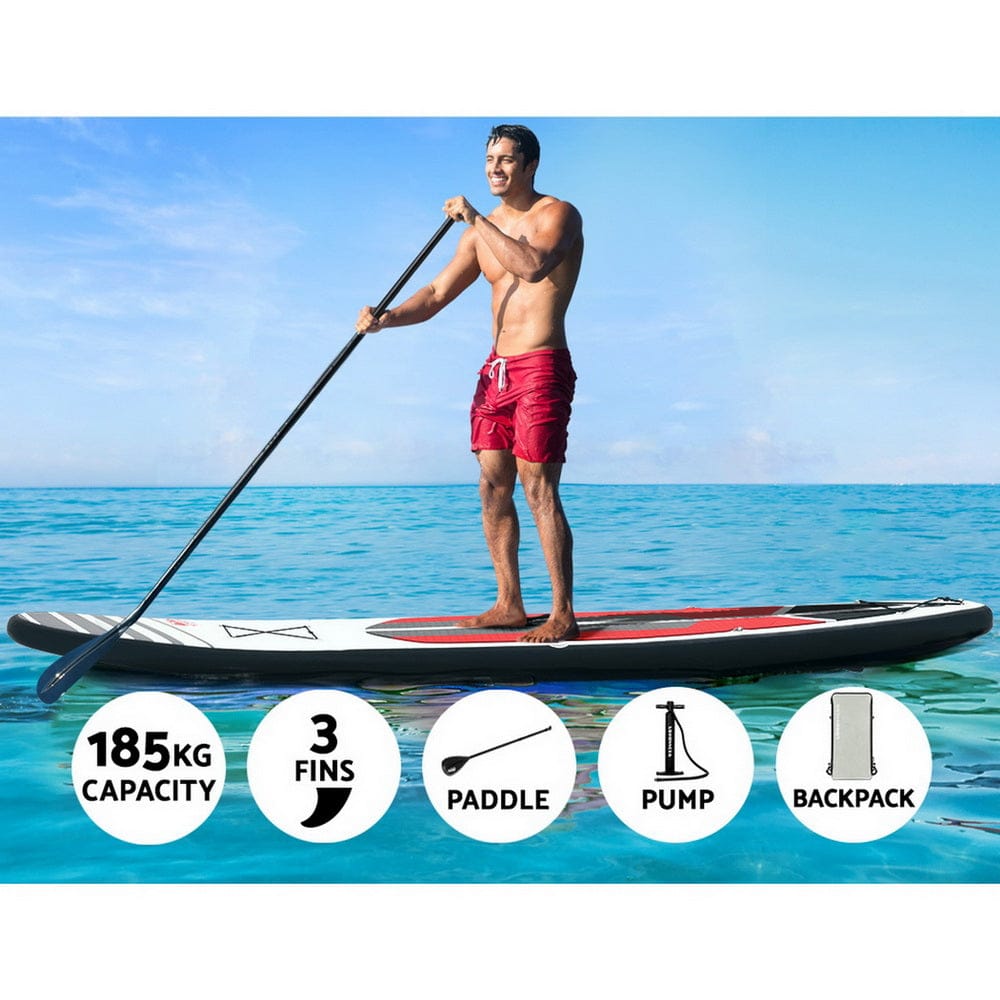 Weisshorn Stand Up Paddle Board 11ft Inflatable SUP Surfboard Paddleboard Kayak Surf Black - SportZone.co.nz