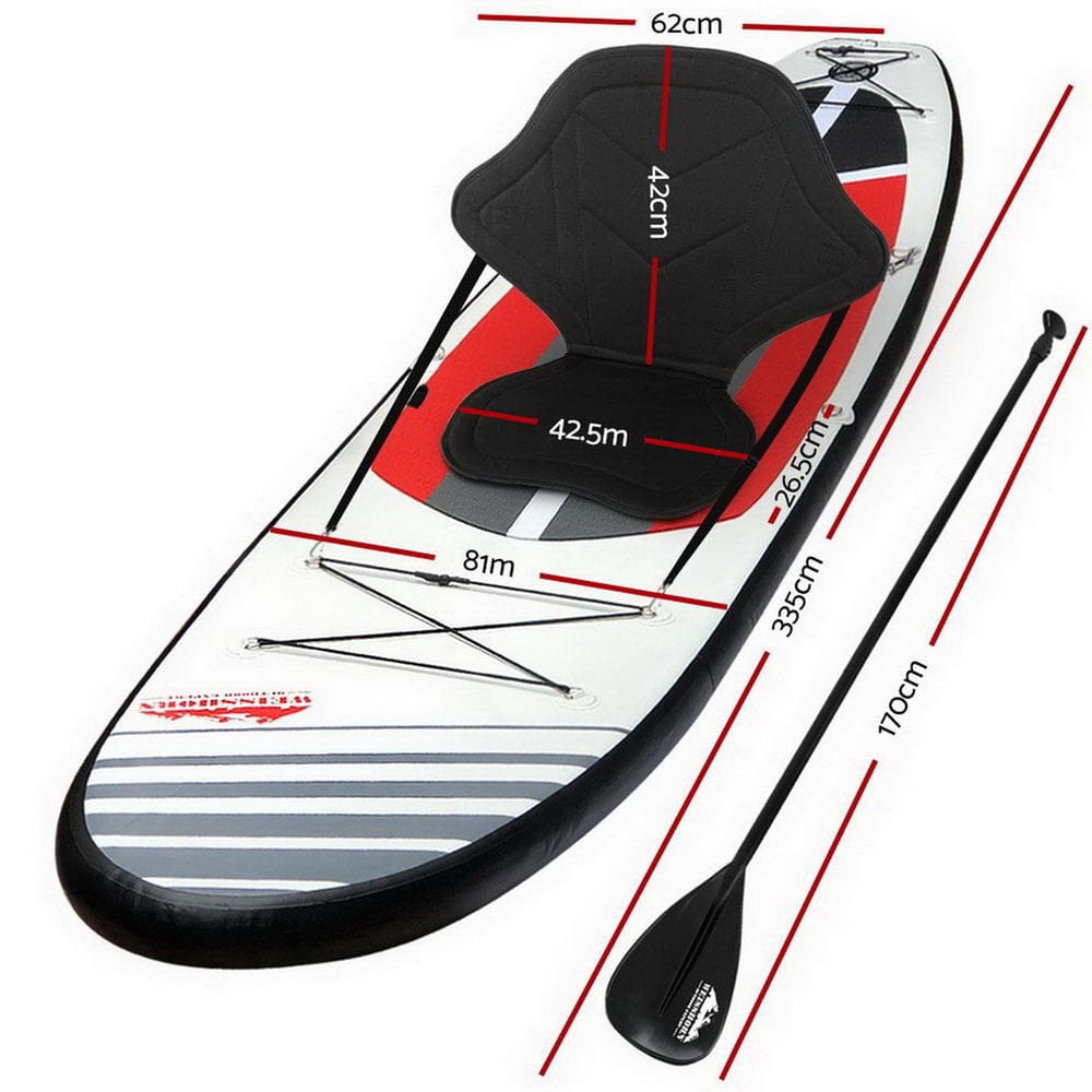 Weisshorn Stand Up Paddle Board 11ft Inflatable SUP Surfboard Paddleboard Kayak Surf Black - SportZone.co.nz
