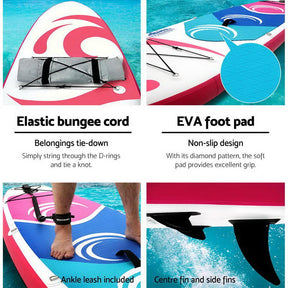 Weisshorn Stand Up Paddle Board 11ft Inflatable SUP Surfboard Paddleboard Kayak Surf Pink - SportZone.co.nz