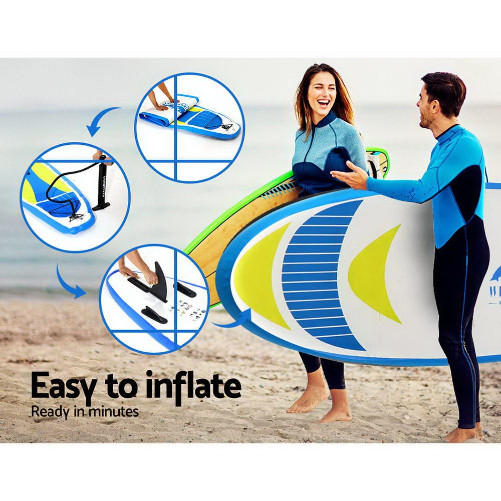 Weisshorn Stand Up Paddle Board 11ft Inflatable SUP Surfboard Paddleboard Kayak Surf Yellow - SportZone.co.nz