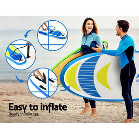 Weisshorn Stand Up Paddle Board 11ft Inflatable SUP Surfboard Paddleboard Kayak Surf Yellow - SportZone.co.nz