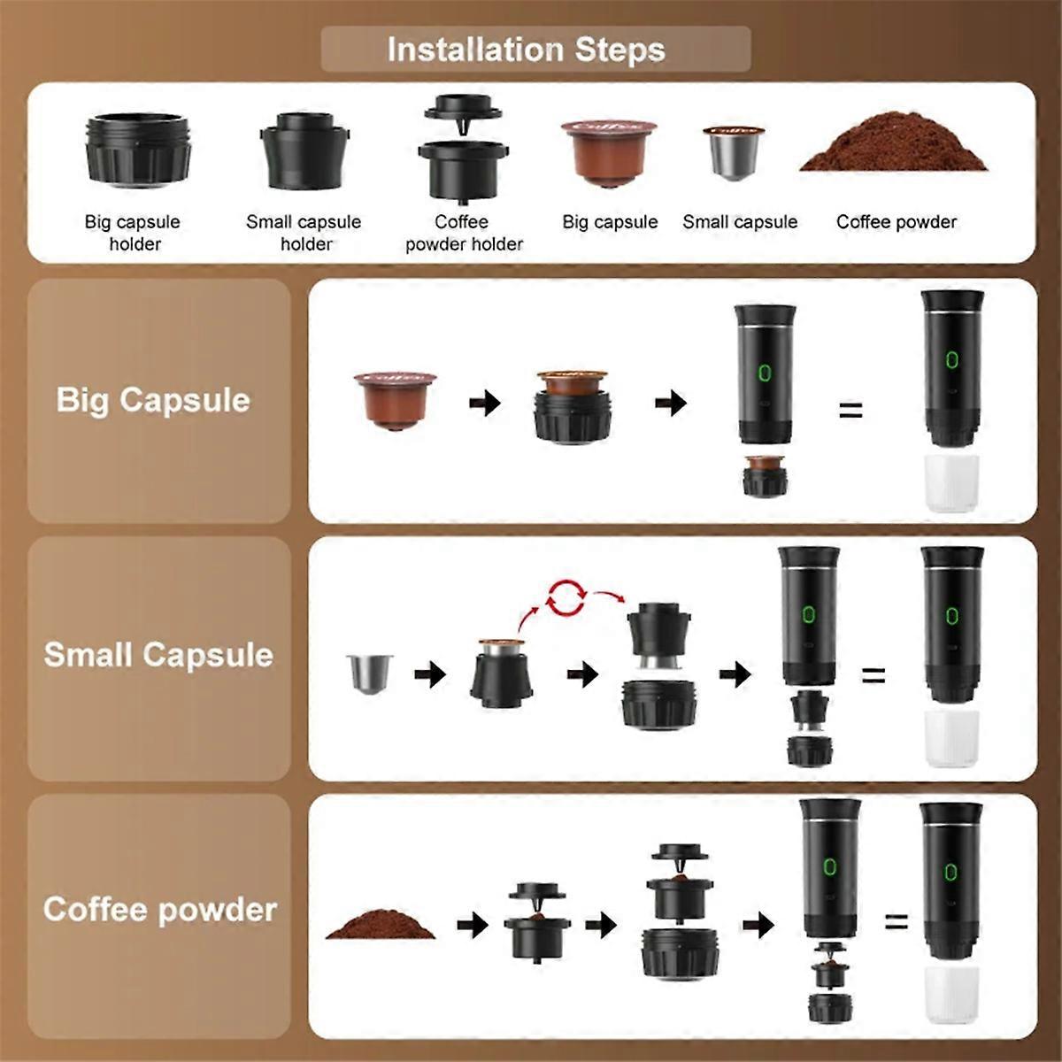 Wireless Portable Espresso Coffee Machine Capsule & Powder Travel Maker - SportZone.co.nz