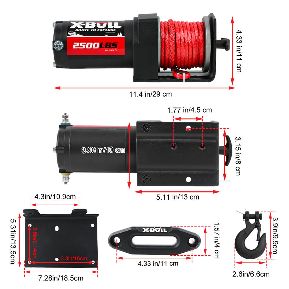 X - BULL 12V Electric Winch 2500LBS Synthetic Rope 15.2M ATV Boat Winch Trailer - SportZone.co.nz